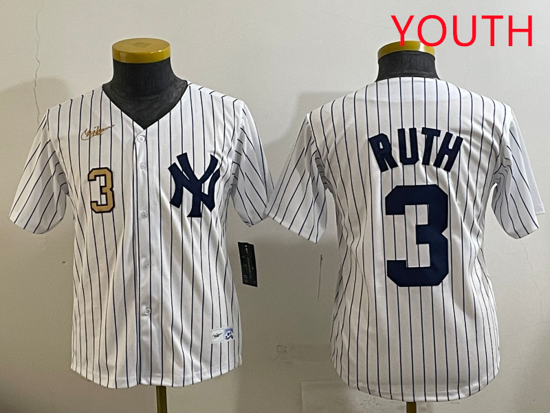 Youth New York Yankees #3 Ruth White 2025 Nike MLB jersey style 23->youth mlb jersey->Youth Jersey